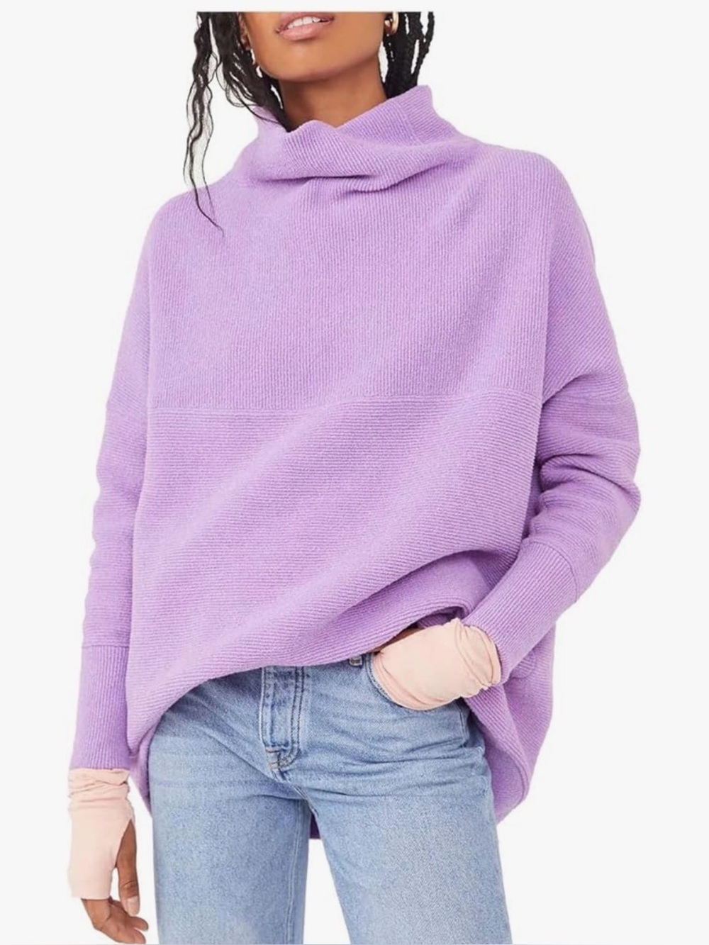 Free People Sz L Ottoman Purple Relaxed Sweater